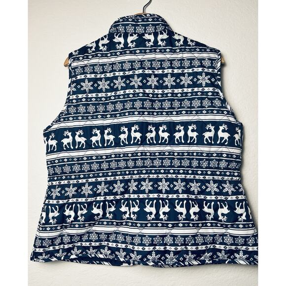 St John’s Bay Navy Fair Isle Vest Sz PXL Ski Deer Snowflakes Winter - Picture 11 of 12